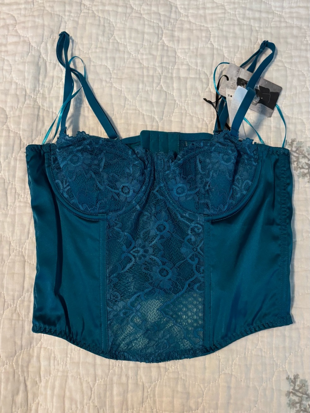Teal Lace Bustier Corset Top - Women's Intimates